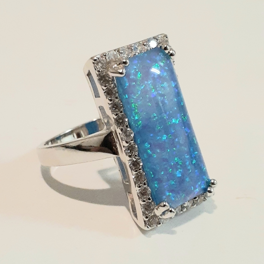 Ex·quis·ite Created Emerald Cut Opal Ring